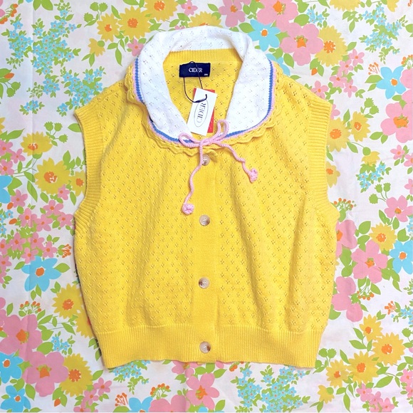 Cider Sweaters Bnwt Cider Lemon Pie Sweet Knit Sweater Vest With